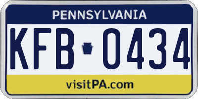 PA license plate KFB0434