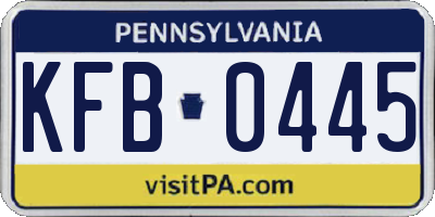 PA license plate KFB0445
