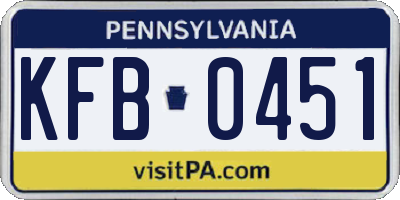 PA license plate KFB0451