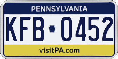 PA license plate KFB0452