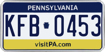 PA license plate KFB0453