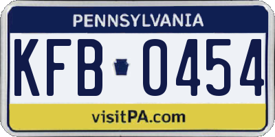PA license plate KFB0454
