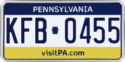 PA license plate KFB0455