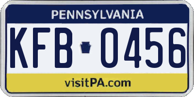 PA license plate KFB0456