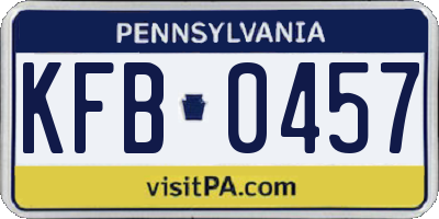 PA license plate KFB0457
