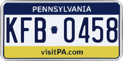 PA license plate KFB0458