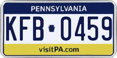 PA license plate KFB0459