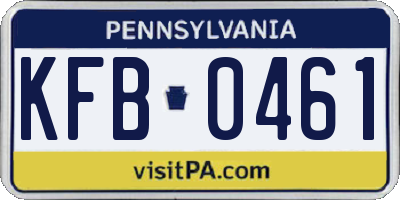 PA license plate KFB0461