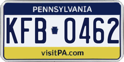 PA license plate KFB0462