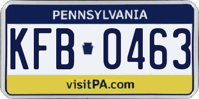 PA license plate KFB0463