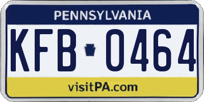 PA license plate KFB0464
