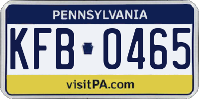 PA license plate KFB0465