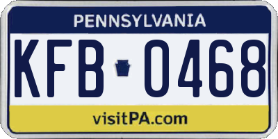 PA license plate KFB0468