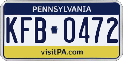 PA license plate KFB0472