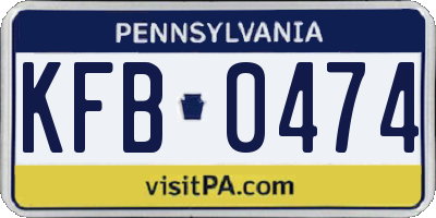 PA license plate KFB0474
