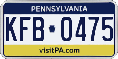PA license plate KFB0475