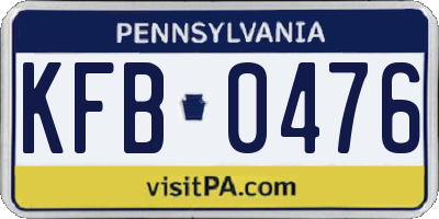 PA license plate KFB0476