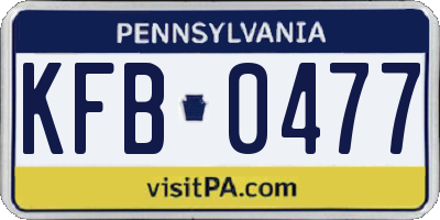 PA license plate KFB0477