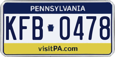 PA license plate KFB0478