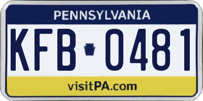 PA license plate KFB0481