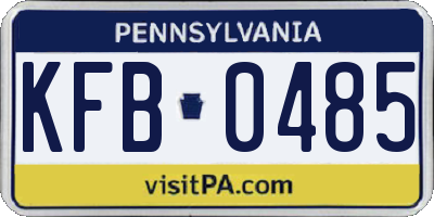 PA license plate KFB0485