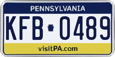 PA license plate KFB0489