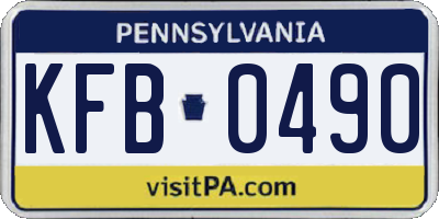 PA license plate KFB0490