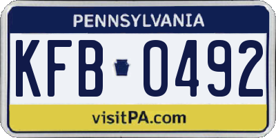 PA license plate KFB0492
