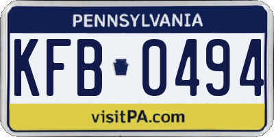 PA license plate KFB0494