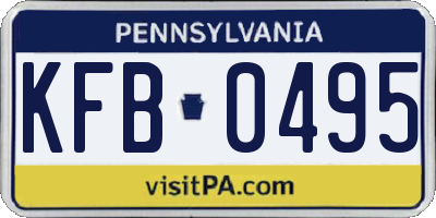PA license plate KFB0495