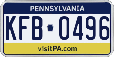 PA license plate KFB0496