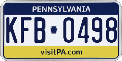 PA license plate KFB0498