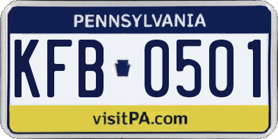 PA license plate KFB0501