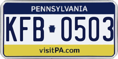 PA license plate KFB0503