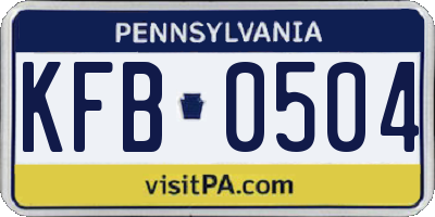 PA license plate KFB0504