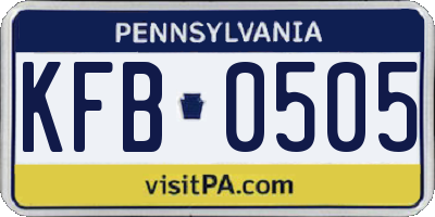 PA license plate KFB0505