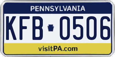 PA license plate KFB0506