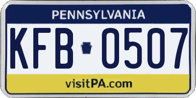PA license plate KFB0507