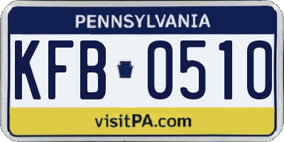 PA license plate KFB0510