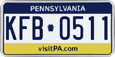PA license plate KFB0511