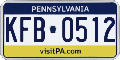 PA license plate KFB0512