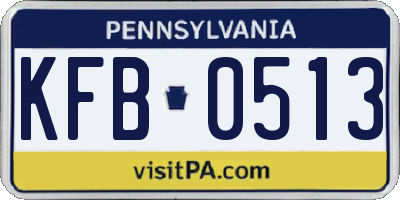 PA license plate KFB0513