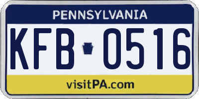 PA license plate KFB0516