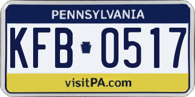 PA license plate KFB0517