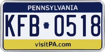 PA license plate KFB0518