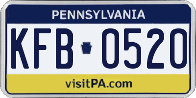 PA license plate KFB0520