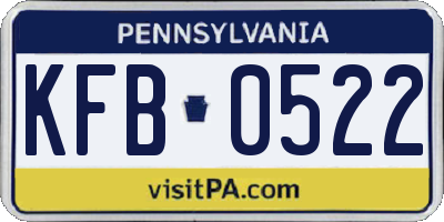 PA license plate KFB0522