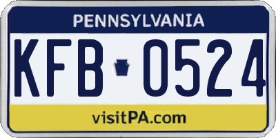 PA license plate KFB0524