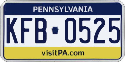 PA license plate KFB0525