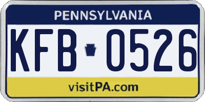 PA license plate KFB0526